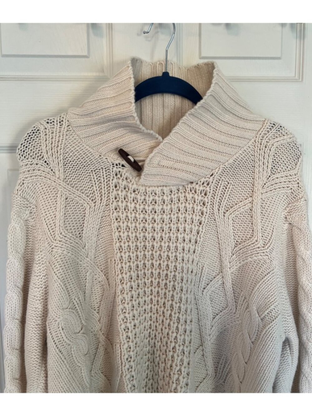 Weatherproof Cream Cable Knit Fishman Sweater Classic Holiday Winter Ski Medium - Picture 2 of 12